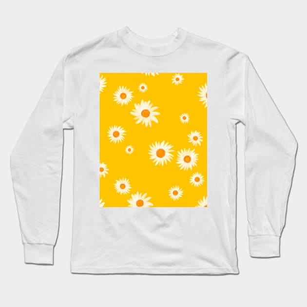 Camomile yellow pattern for good mood Long Sleeve T-Shirt by KettuKani